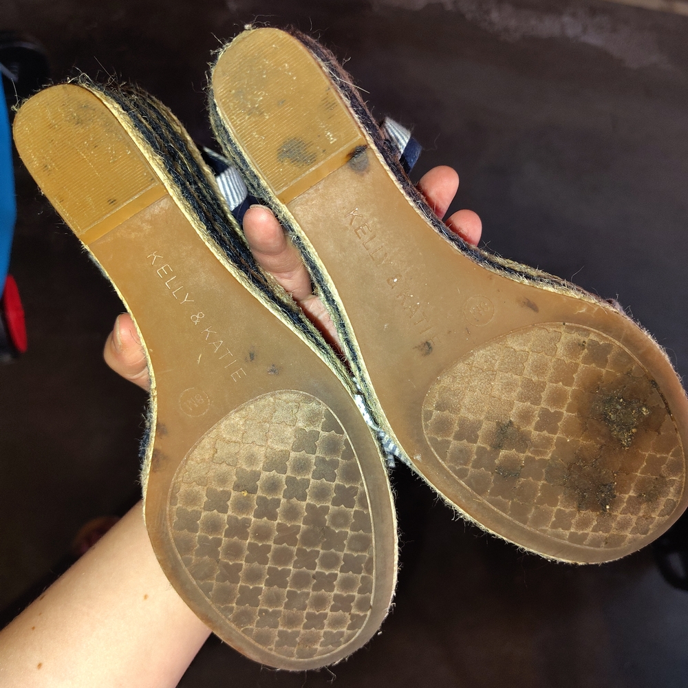 Striped Espadrille Wedge Sandals - Picture 2 of 4